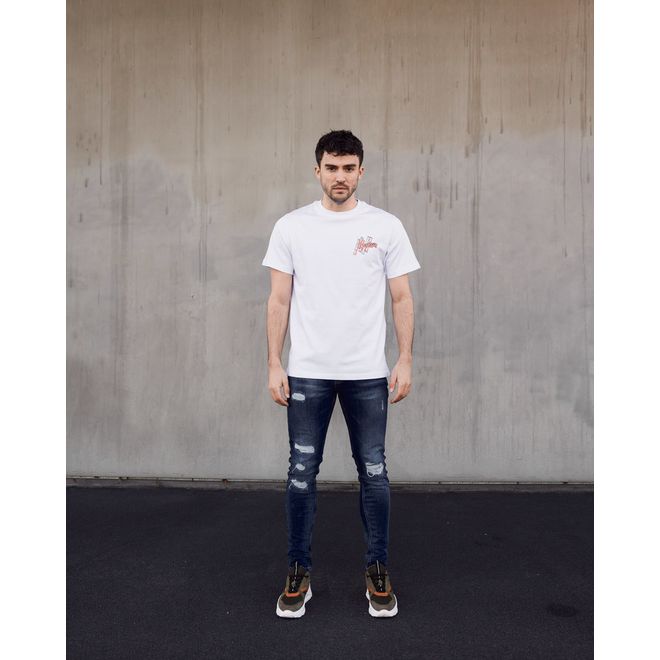 Afbeelding van Malelions Men 3D Graphic T-Shirt White Orange