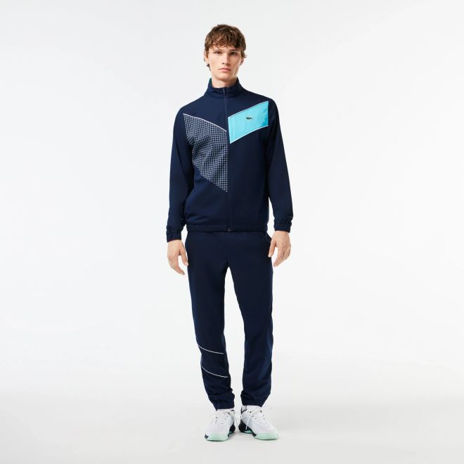 Afbeelding van Lacoste Trainingspak Stretchstof Colorblock Navy Blue White