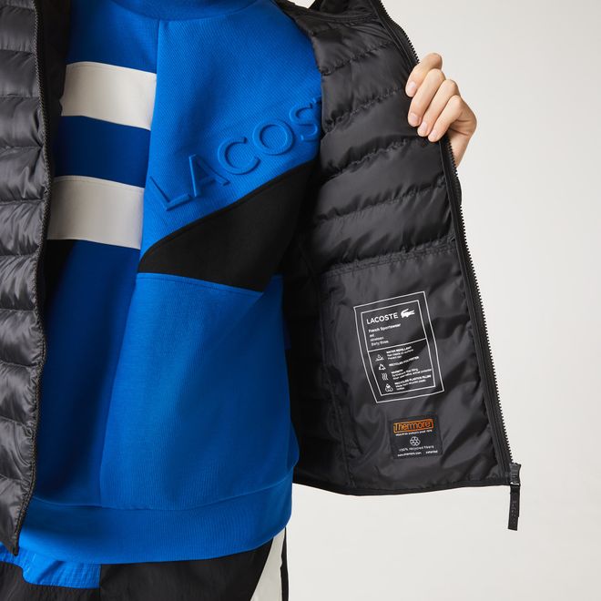 Afbeelding van Lacoste kort jack heren gewatteerd met capuchon Zwart