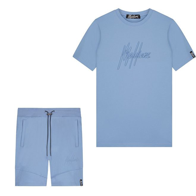 Afbeelding van Malelions Men Essentials T-Shirt + Short Set Vista Blue