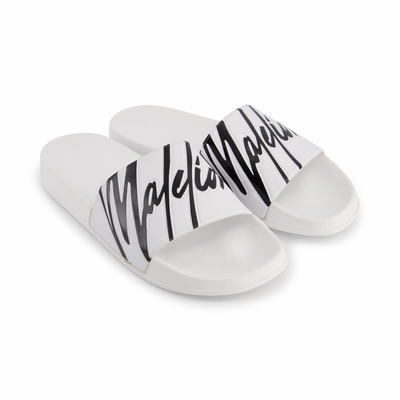 Foto van Malelions Men Signature Slides White Black