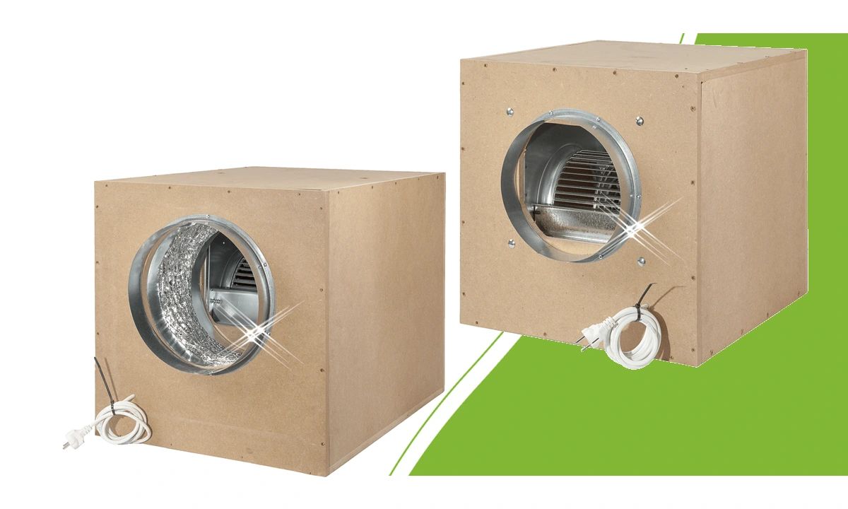 Two Torin MDF box fans with fixed and suspended motors