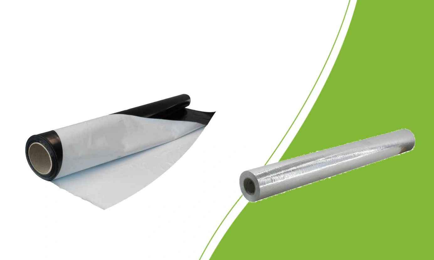 Black and white sheeting and silver sheeting rolls