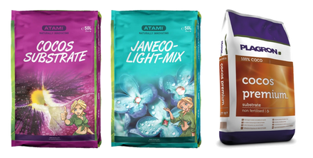 Product selection for Soil & coco coir: Atami | Cocos substraat | zak 50 liter; Atami | Janeco lightmix | zak 50 liter; Plagron | Cocos Premium Substraat | zak 50 liter