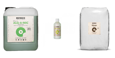 Product selection for BioBizz nutrients: Bio Bizz | Alg-a-Mic | 5ltr; Bio Bizz | Leaf-Coat | 1ltr; Bio Bizz | Pre-mix | 25ltr