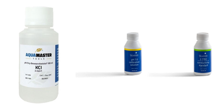 Product selection for Calibration solutions: Bewaarvloeistof KCI 3 mol-l, 100 ml; Bluelab ijkvloeistof set 3x 250ml; Bluelab ijkvloeistof, EC 2,77 250ml