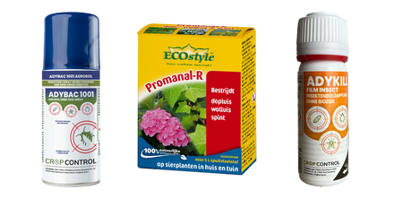 Product selection for Growing supplies: Adybac 1001 | Spint bestrijdingsmiddel | Spuitbus 100ml; Eco-Style Promonal-R concentrate 50ml; AdyKill | Anti-Spint | 100% biologisch en effectief | Natuurlijke bestrijding tegen spint en trips
