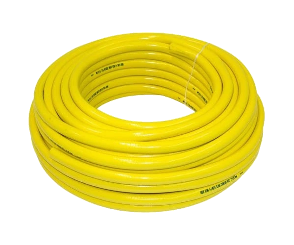 Coil of yellow 12.5 mm garden hose
