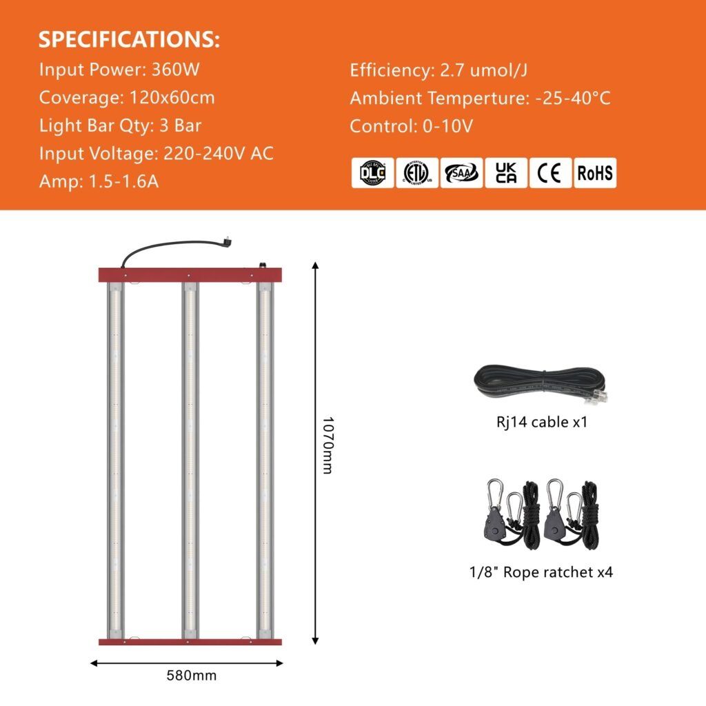 Ralight | LED Kweeklamp | 360w | 120x60cm