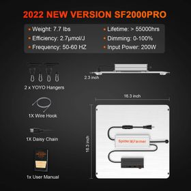 Spider Farmer SF-2000PRO, 200W LED Kweeklamp