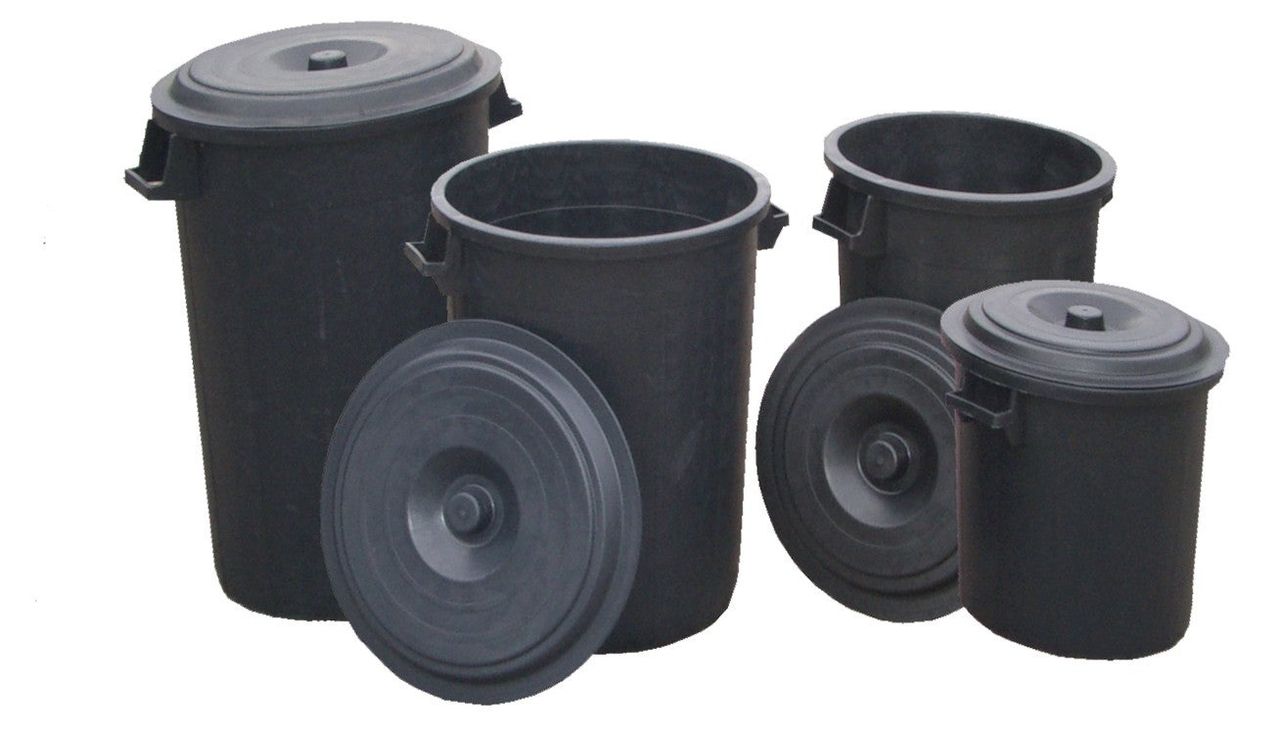 Watervat ronde ton zwart 120 ltr. (incl. deksel)