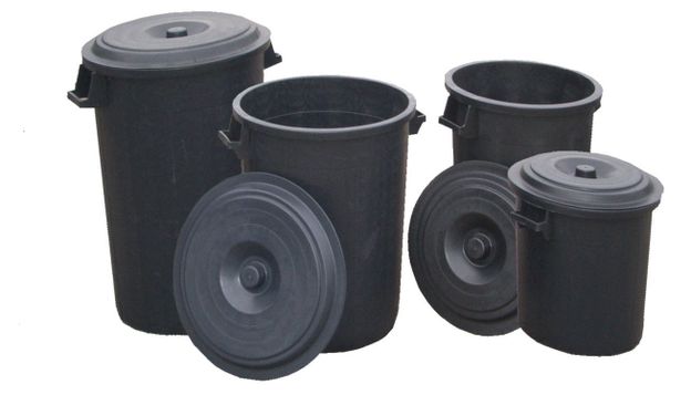 Watervat ronde ton zwart 120 ltr. (incl. deksel)