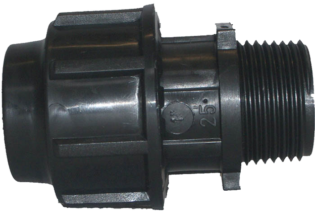 PE koppeling 16mm - 1/2" buitendraad