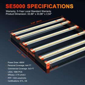 Spider Farmer SE-5000 480W LED kweeklamp