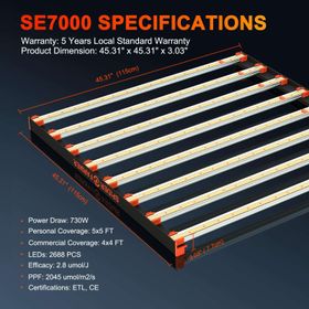 Spider Farmer SE-7000 730W LED kweeklamp