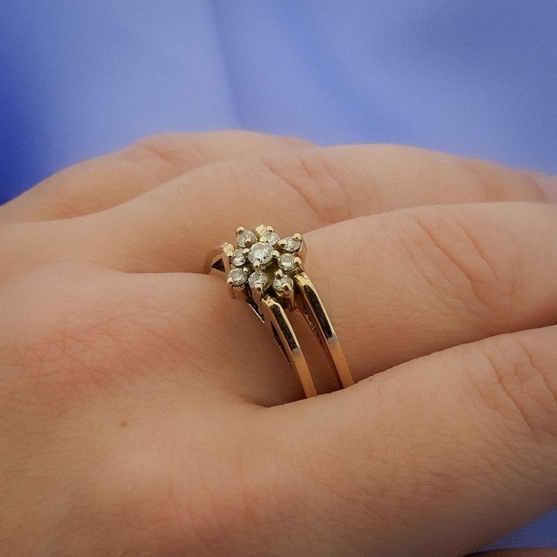 Image 6 of Gold reversible ring set with sapphire and diamond | 0.38 ct.