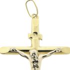 Image 6 of Two-tone gold pendant of a large cross with corpus | INRI