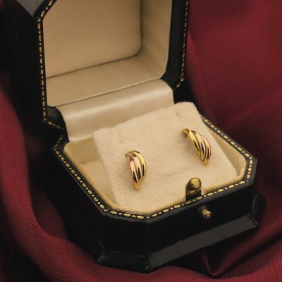 Image 2 of Tricolor gold stud earrings