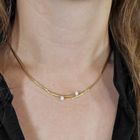 Image 3 of Gold cobra link necklace with diamond; 0.32 ct.