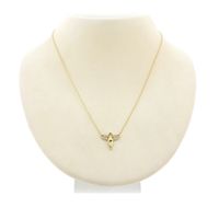 Gold anchor link necklace with a fixed pendant; Angel with zirconia | 45 cm