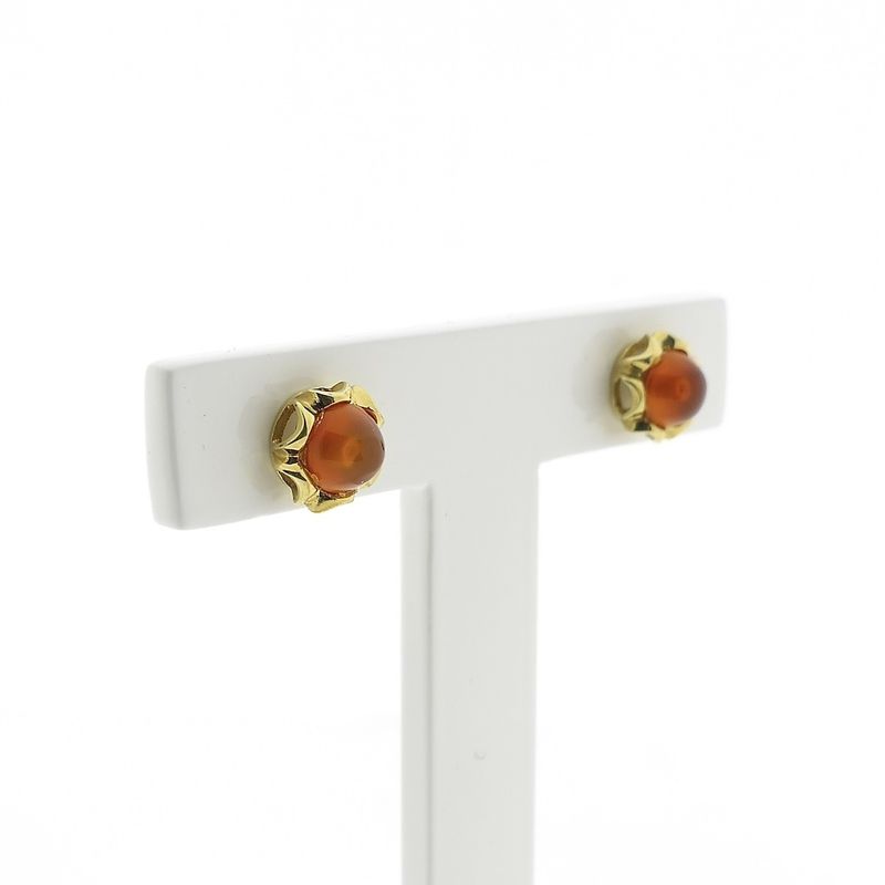 Image 3 of Vintage gold stud earrings with glass beads