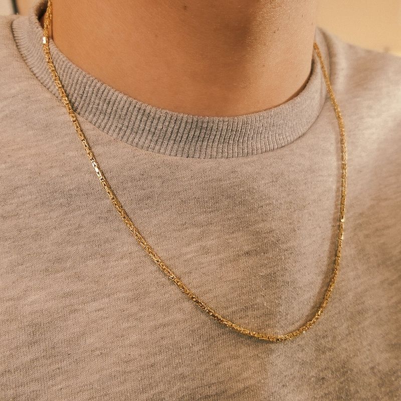 Image 4 of Gold thin square king chain | 57.5 cm