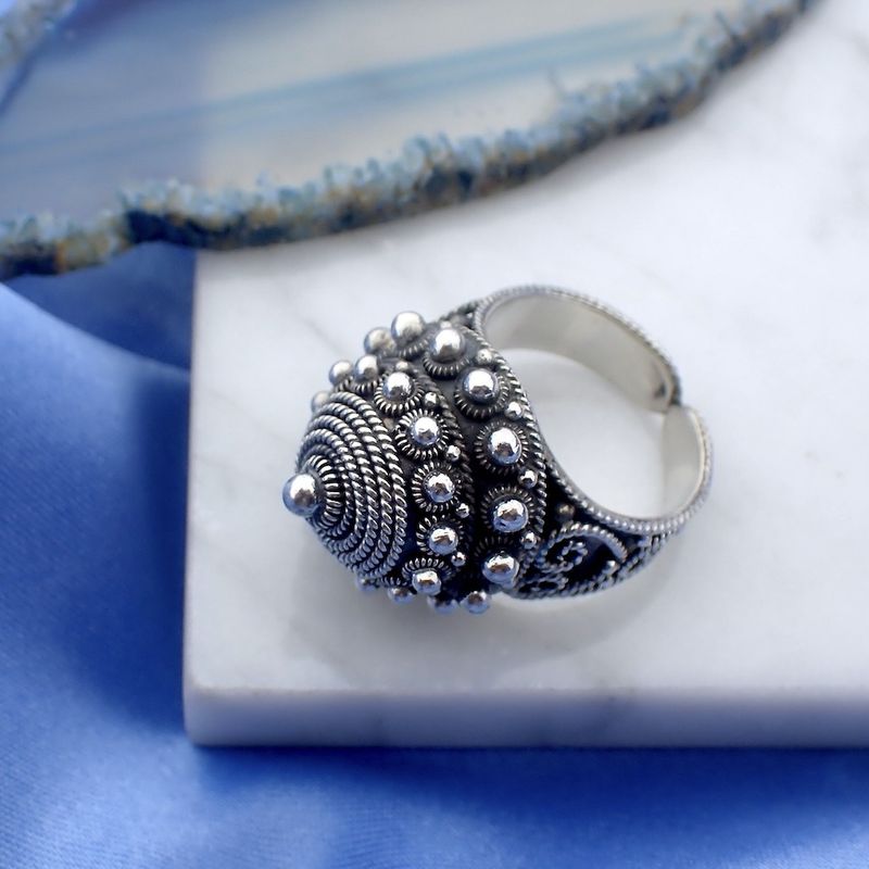 Image 12 of Silver ring with oriental design