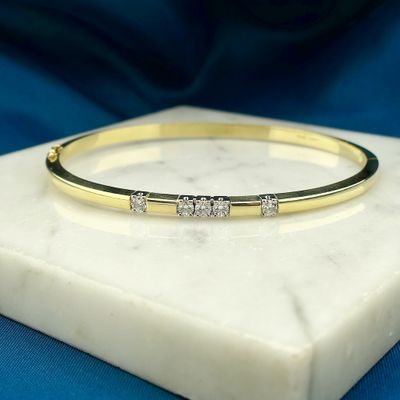 Image 2 of Gold slave bracelet with diamonds; Size M/L