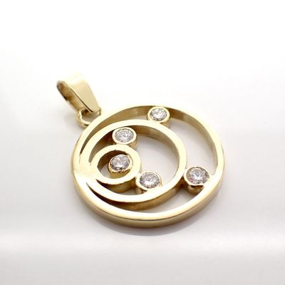 Image 2 of Golden fantasy pendant with diamond 0.25 ct.
