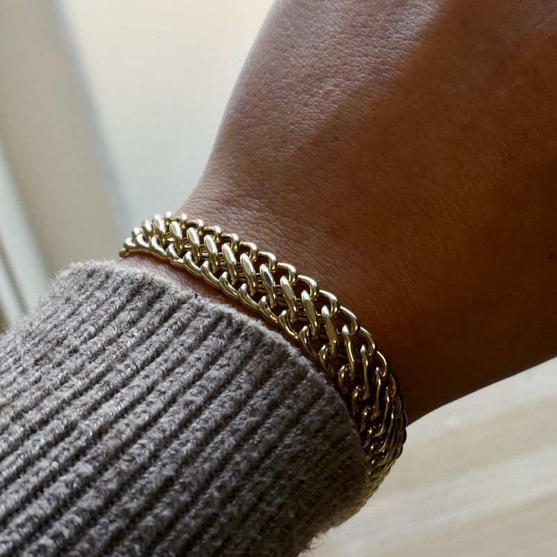 Afbeelding 11 van Gouden Franse gourmetschakel armband | 19 cm