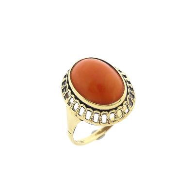 Image 1 of Antique gold ring with red coral