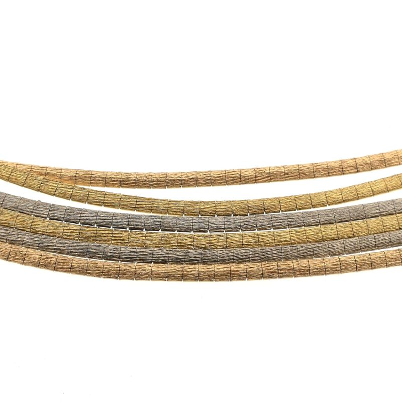 Image 4 of Tricolor Gold Omega Link Necklace