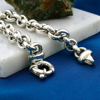 Afbeelding 2 van Zilveren jasseronschakel armband | 21 cm 