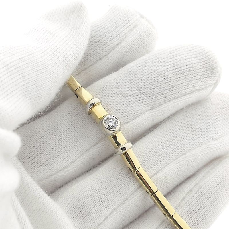 Image 7 of Two-tone gold link bracelet with diamond