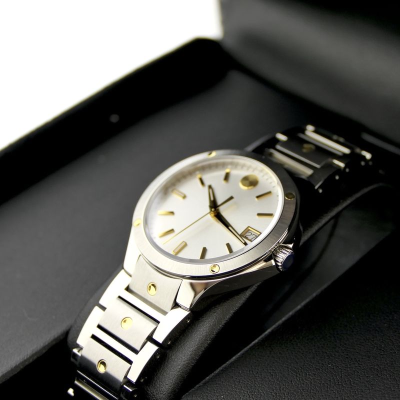 Image 15 of Movado SE; Two-tone watch with white dial; 0607516