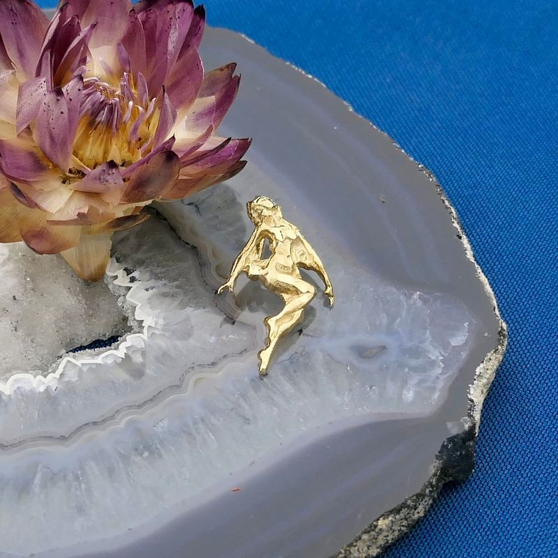 Image 2 of Golden abstract pendant of an elf