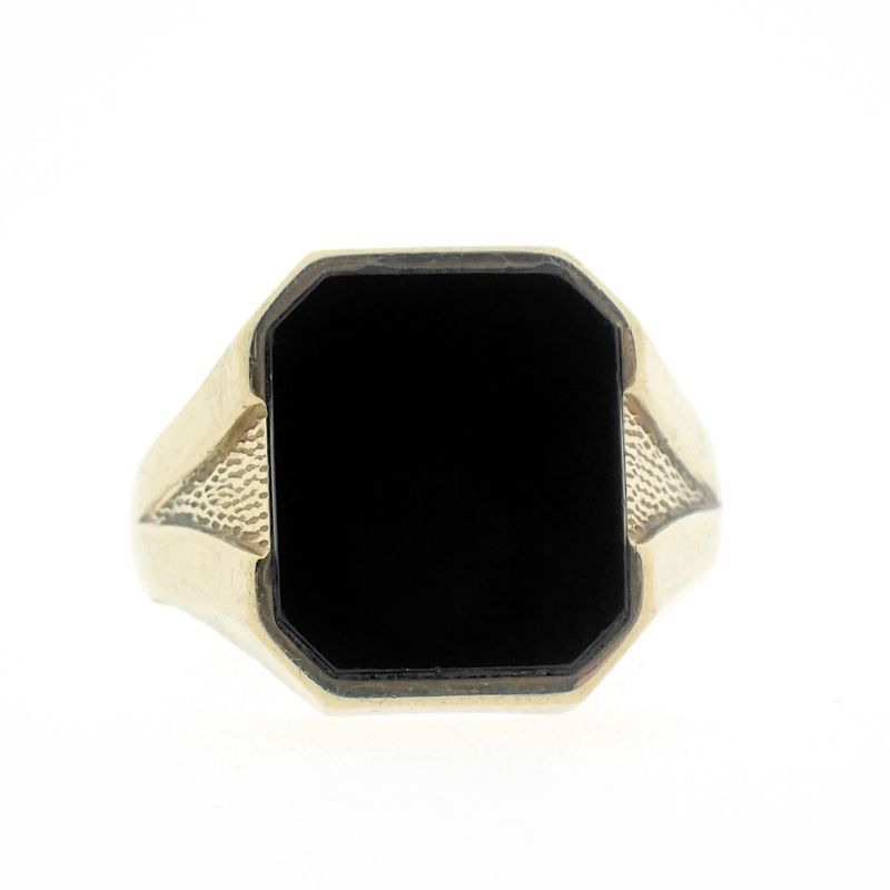 Image 6 of Large gold men's signet ring with onyx