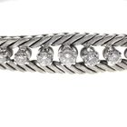 Image 2 of Vintage white gold foxtail link bracelet with diamonds; 0.45 ct.