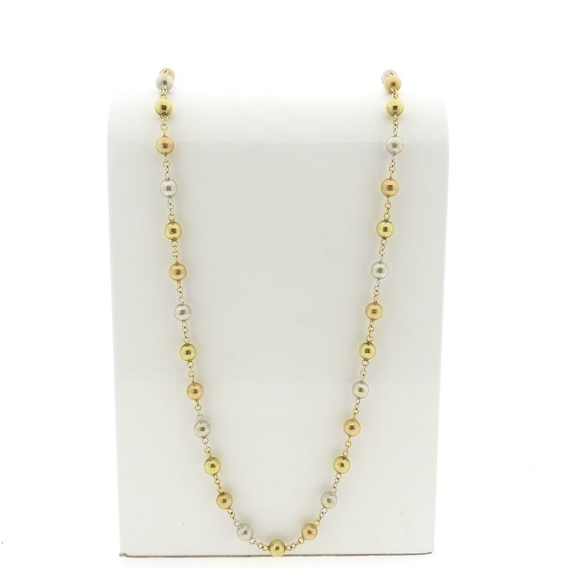 Image 1 of Tricolor gold ball chain; 72 cm