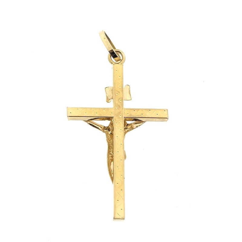 Image 3 of Gold pendant of a cross with corpus; INRI