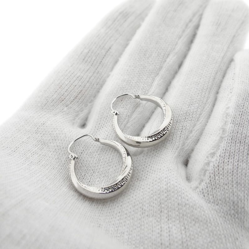 Image 7 of Vintage white gold hoop earrings
