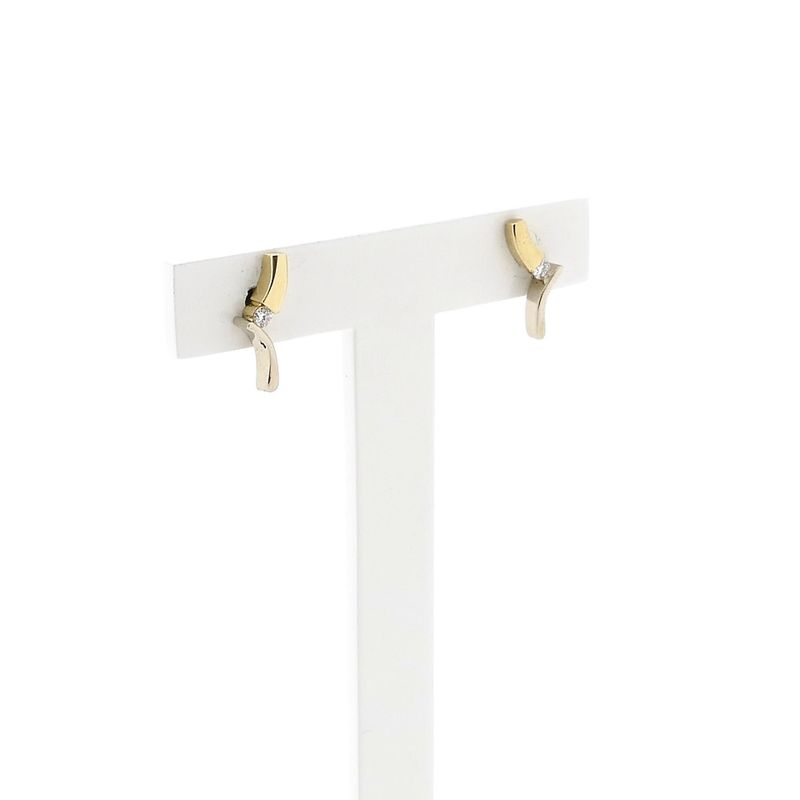 Image 3 of Diamonde Bicolor Gold Earrings with Diamonds; 0.07 ct.