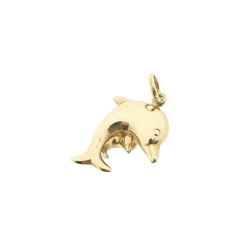 Image 5 of Two-tone gold pendant of two dolphins
