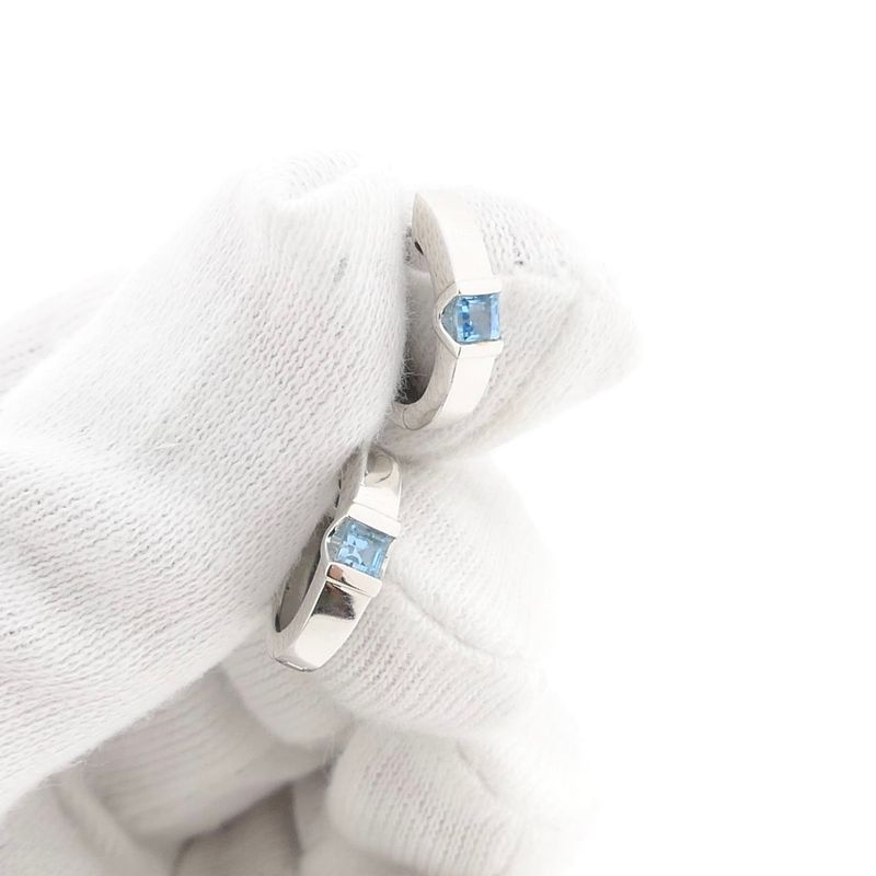 Image 11 of White Gold Earrings with Topaz; Ø 13.8 mm