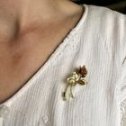 Image 8 of Vintage two-tone gold brooch of a rose