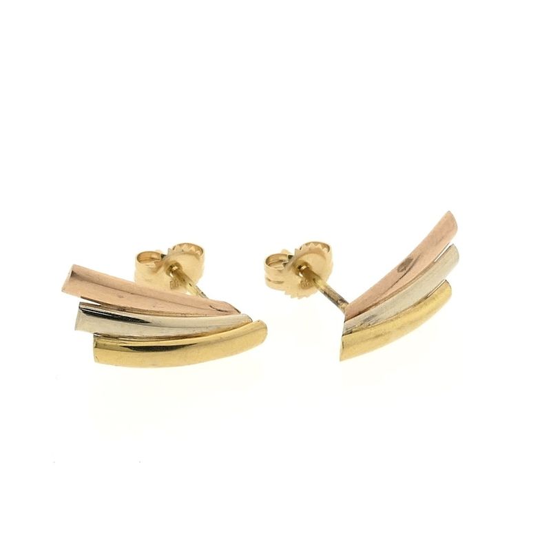 Image 5 of Tricolor gold stud earrings