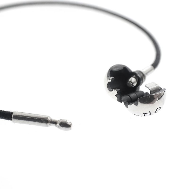 Image 5 of Pandora Essence bracelet; Silver; Black thong | 20 cm