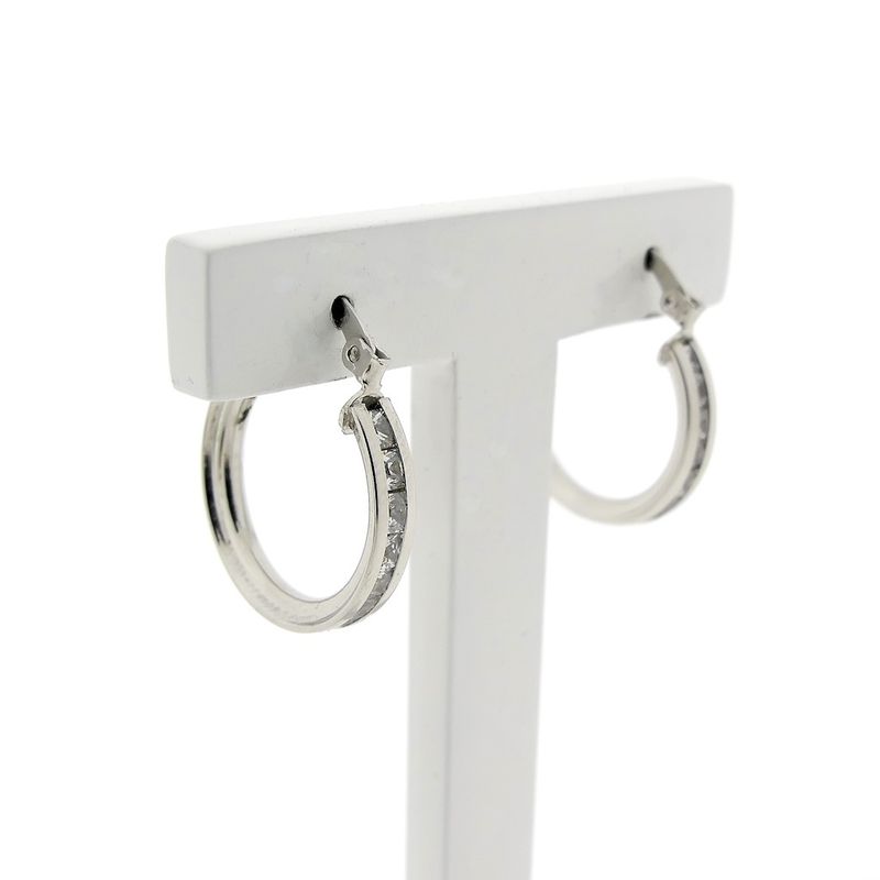 Image 4 of White gold earrings with zirconia | Ø 20.0 mm