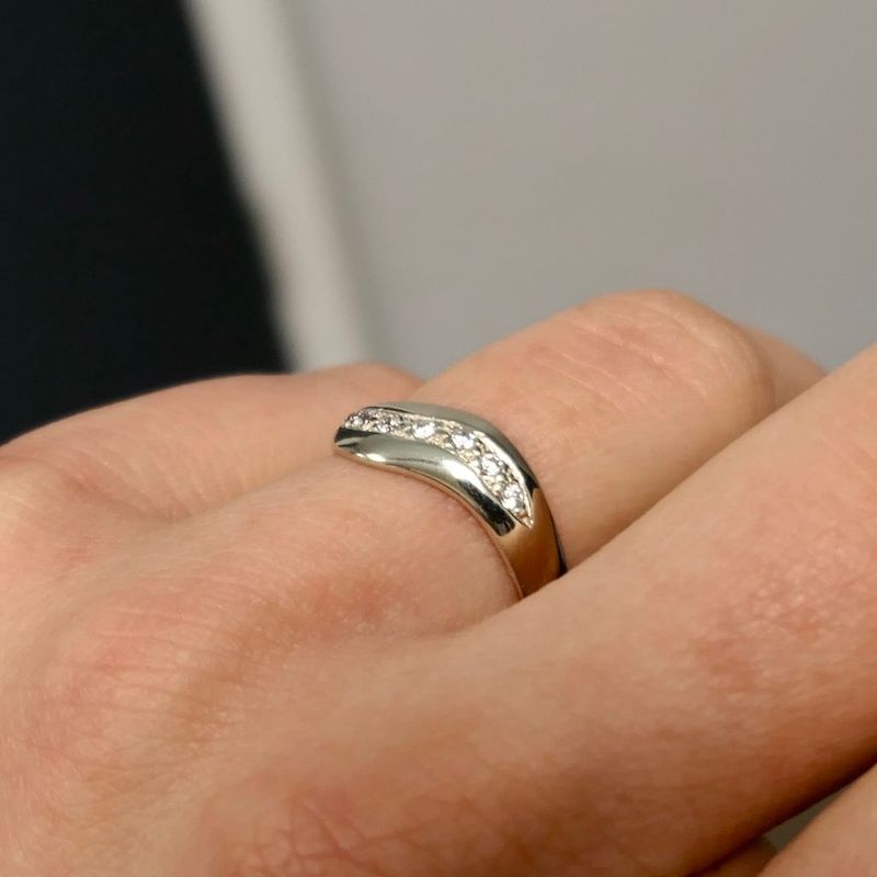 Image 7 of White gold ring with diamonds; 0.14 ct.