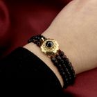 Image 6 of Antique glass bead bracelet with gold clasp; 16 cm